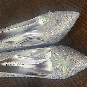Glamorous glass slipper style heels